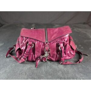 Francesco Biasia Black Glitter Eco Leather Medium Shoulder Bag Purse Top zip